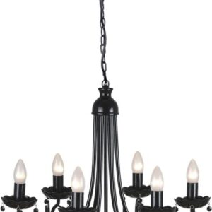 Hanglamp plafondlamp elegante kroonluchter zwart 6 fittingen
