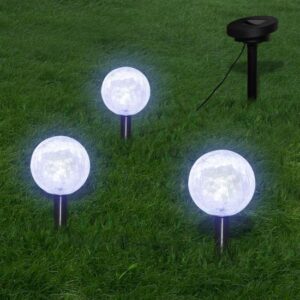 vidaXL Solar Bowl 3 LED-tuinlampen met spijkerankers en zonnepaneel
