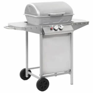 vidaXL Gasbarbecue met 2 kookzones, zilverkleurig roestvrij staal