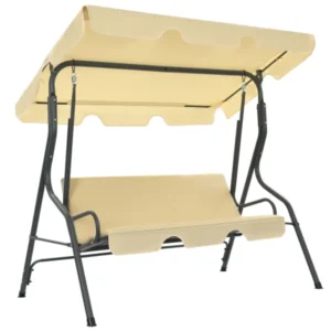 vidaXL Tuinschommelbank crèmewit 170x110x153 cm