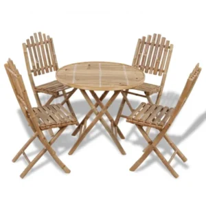 vidaXL 5-delige tuinset inklapbaar bamboo
