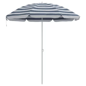 vidaXL Strandparasol met metalen paal blauw & wit 161x193 cm polyester