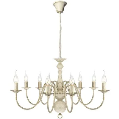 Antieke witte metalen kroonluchter met 8 E14-lampen