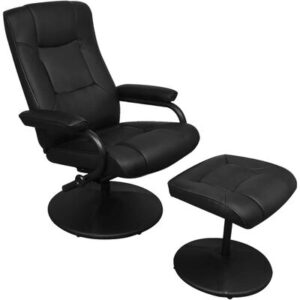 Tv-fauteuil met voetenbankje zwart kunstleer