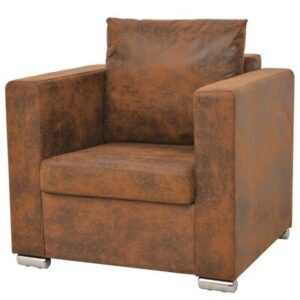 Fauteuil bruin imitatiesuède