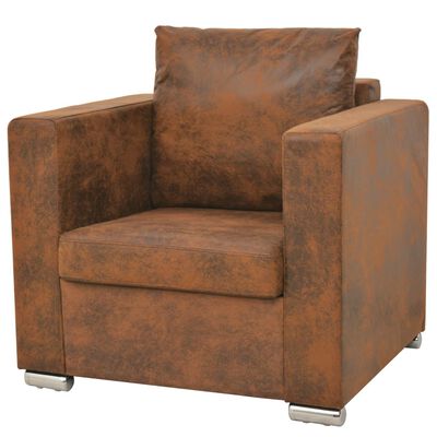 Fauteuil bruin imitatiesuède