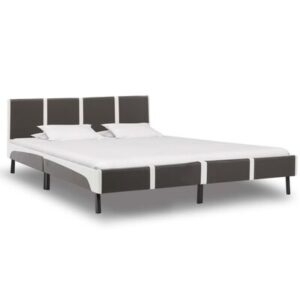 Bedframe zonder matras grijs/wit kunstleer 180x200 cm