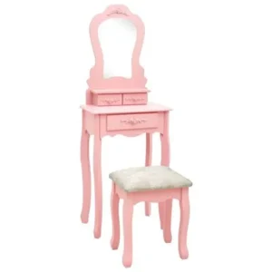 Kaptafelset met kruk roze 50x59x136 cm paulowniahout