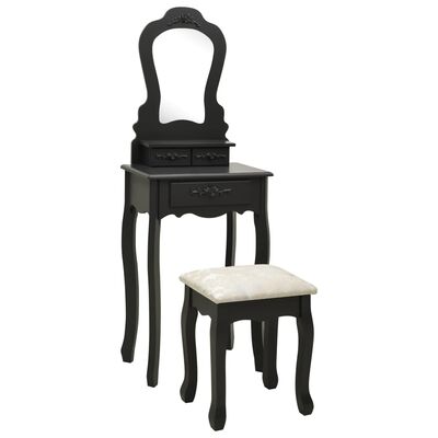 Kaptafelset met kruk zwart 50x59x136 cm paulowniahout