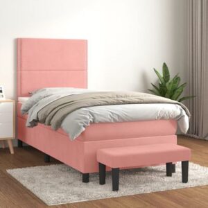 vidaXL Boxspringbed met matras roze 80x200 cm fluweel
