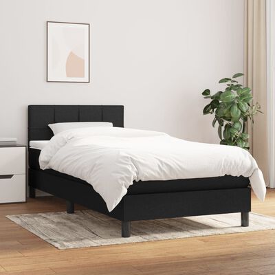 vidaXL Boxspringbed met matras zwart 80x200 cm stof