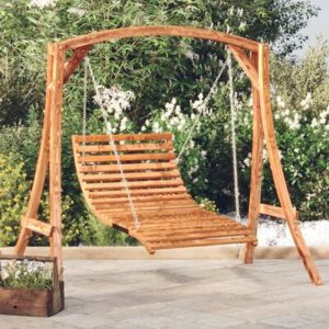 vidaXL Schommelbed Massief Sparrenhout met Teakhouten Afwerking