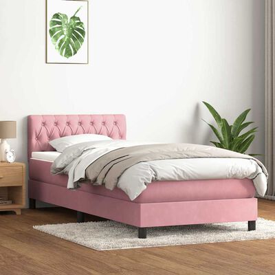 Boxspringbed met matras roze 100x210 cm fluweel