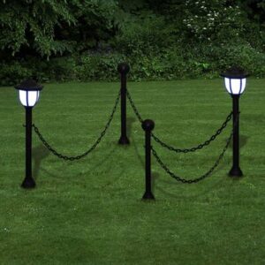 Kettinghek met zonnelampen, twee ledlampen, twee palen