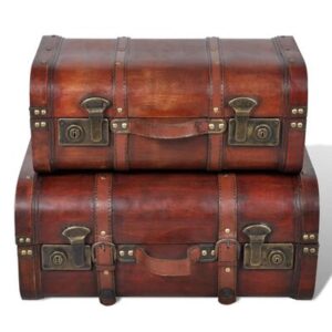 Houten schatkist 2 stuks vintage bruin