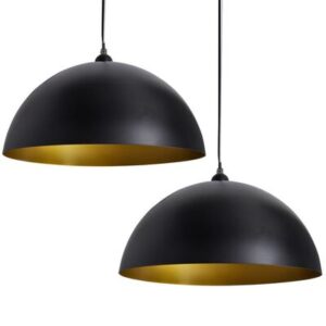 Plafondlamp 2 st. Hoogteverstelbaar Halfbolvormig Zwart