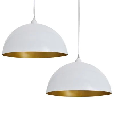 Plafondlamp 2 st. Hoogteverstelbaar Halfbolvormig Wit