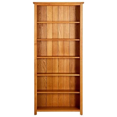 Boekenkast met 6 vakken 80x22,5x180 cm massief eikenhout