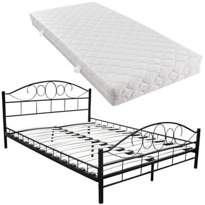 Bed met matras zwart metaal 180x200 cm