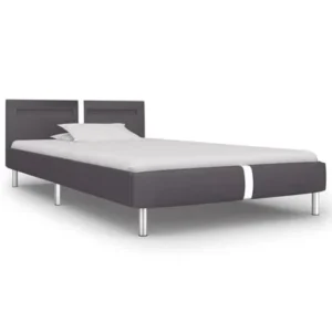 Bedframe met LED-verlichting zonder matras kunstleer grijs 90x200cm