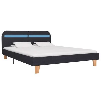 Bedframe met LED-verlichting zonder matras donkergrijze stof 180x200 cm