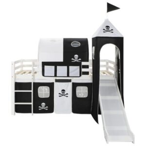 Kinderhoogslaper met glijbaan en ladder grenenhout 97x208 cm