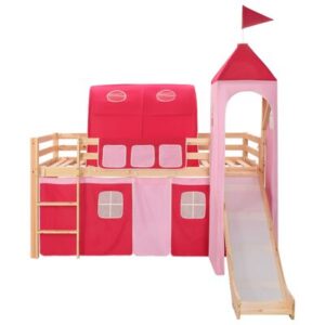 Kinderhoogslaper met glijbaan en ladder grenenhout 208x230 cm