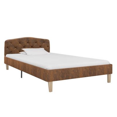 Bedframe zonder matras bruin kunstsuède 90x200 cm