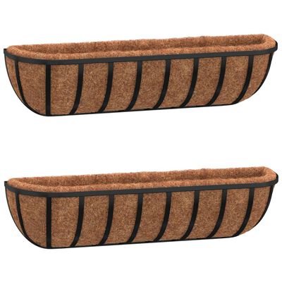 Wandbakken 2 st met kokosvezel 76x21x16 cm