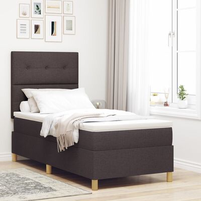 Boxspringbed met matras donkerbruin 90x200 cm stof