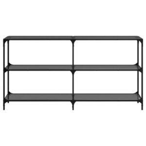Consoletafel met zwart glazen blad 158,5x30x81 cm staal