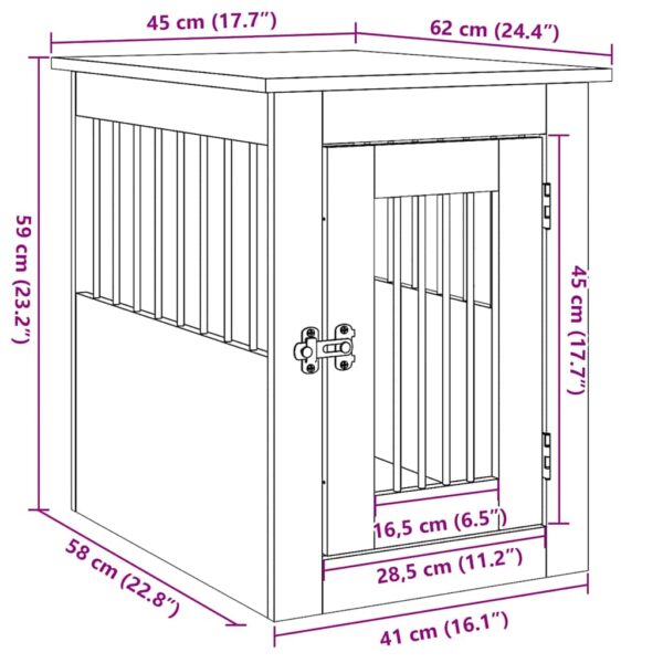 Hondenbenchmeubel Artisan Eikenhout 45x62x59 cm Bewerkt Hout - Afbeelding 3