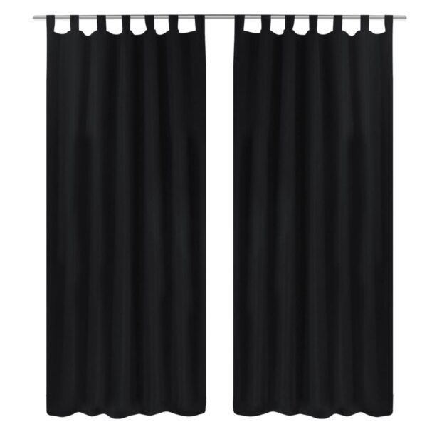 2 stuks zwarte micro-satijnen gordijnen met lussen 140 x 245 cm