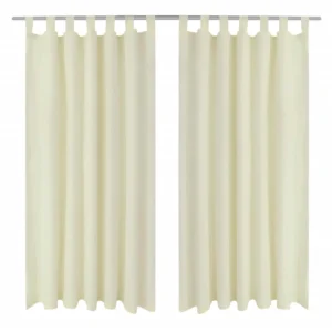 2 stuks crèmekleurige micro-satijnen gordijnen met lussen 140 x 245 cm