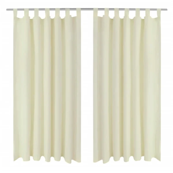 2 stuks crèmekleurige micro-satijnen gordijnen met lussen 140 x 245 cm