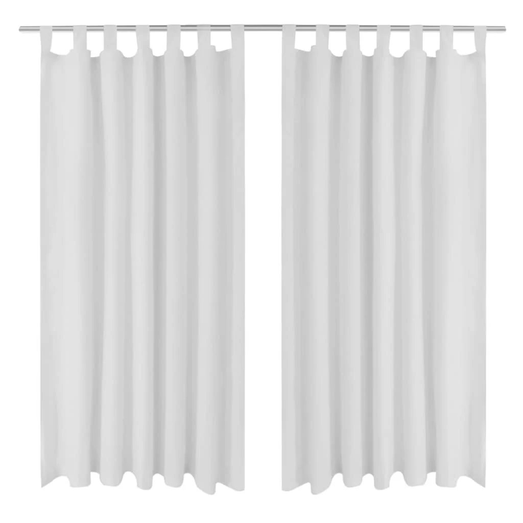 2 stuks witte micro-satijnen gordijnen met lussen 140 x 245 cm