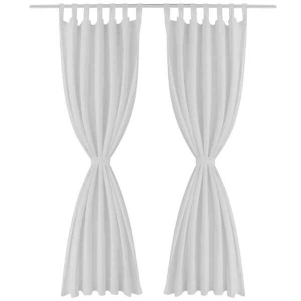 2 stuks witte micro-satijnen gordijnen met lussen 140 x 245 cm - Afbeelding 2