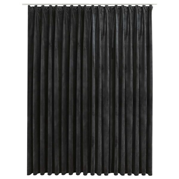 Verduisteringsgordijn met haken fluweel antraciet 290x245 cm