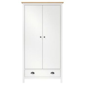 Kledingkast Hill 2 deuren 89x50x170 cm massief grenenhout wit