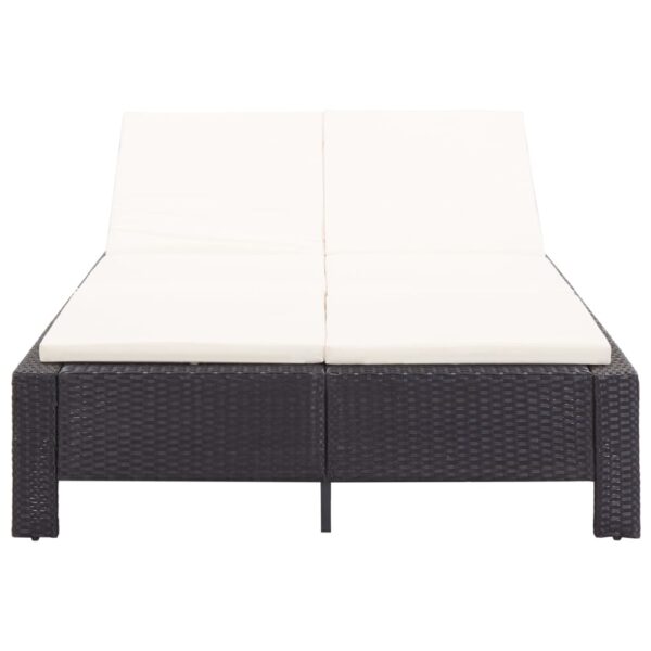 2-persoons zonnebed met kussen zwart poly rattan