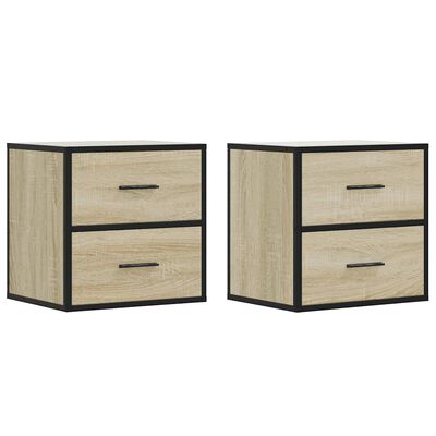 Nachtkastjes voor aan de muur 2 st Sonoma eiken 40x31x39,5 cm