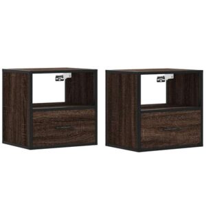 Nachtkastjes voor aan de muur 2 st bruin eiken 40x31x39,5 cm