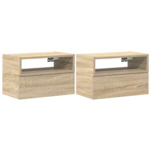 Nachtkastjes voor aan de muur 2 st Sonoma eiken 45x26x28,5 cm