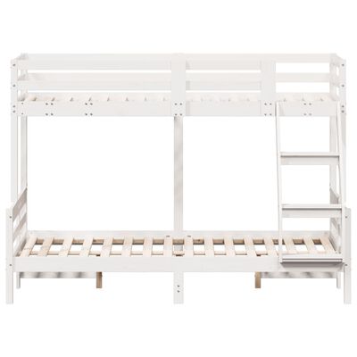 Stapelbed zonder matras 90x200/120x200 cm wit massief hout