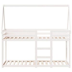 Stapelbed zonder matras wit 90x190 cm massief grenenhout