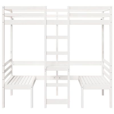 Hoogslaper met bureau en stoelen grenenhout wit 90x200cm
