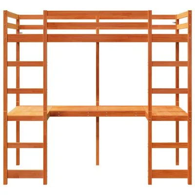Hoogslaperframe zonder matras Wax Bruin 90x200 cm Massief grenenhout