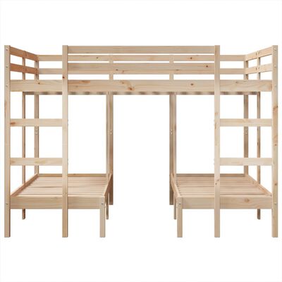 Drievoudig stapelbedframe 140x200/70x140 cm massief grenenhout