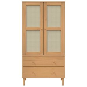Kledingkast "SENJA" rotanlook bruin 90x55x175 cm massief grenenhout
