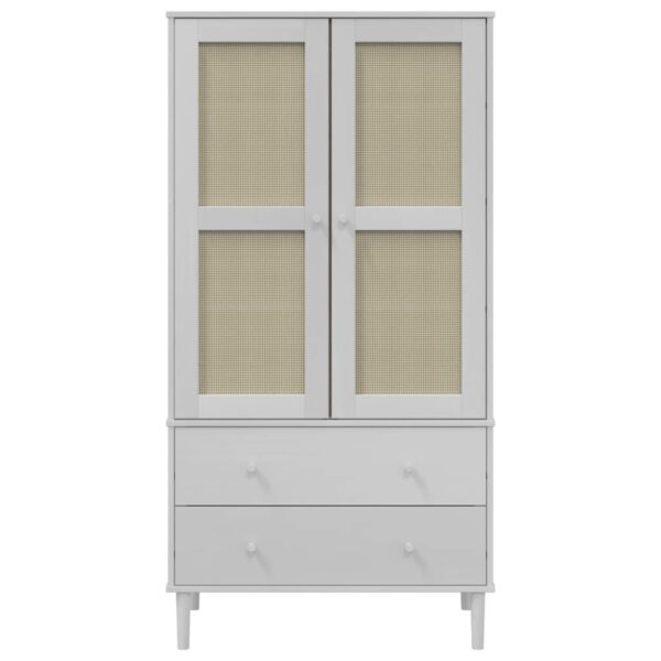 Kledingkast "SENJA" rotanlook wit 90x55x175 cm massief grenenhout